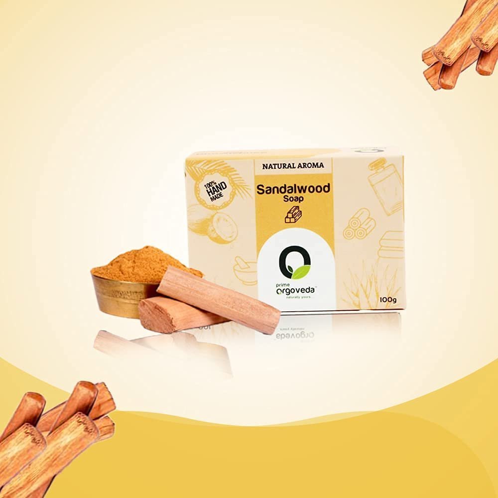 2_e3435a1e-06c7-4aa3-82bc-f0b69ab5d83f-1.jpg Orgoveda 100% Natural Handmade Sandalwood Soap – 100g - Image 1
