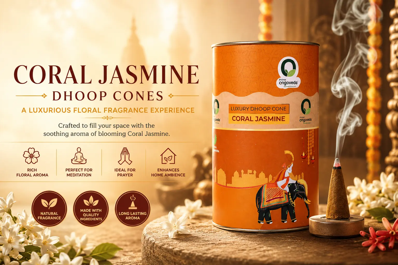Coral Jasmine Dhoop Cones
