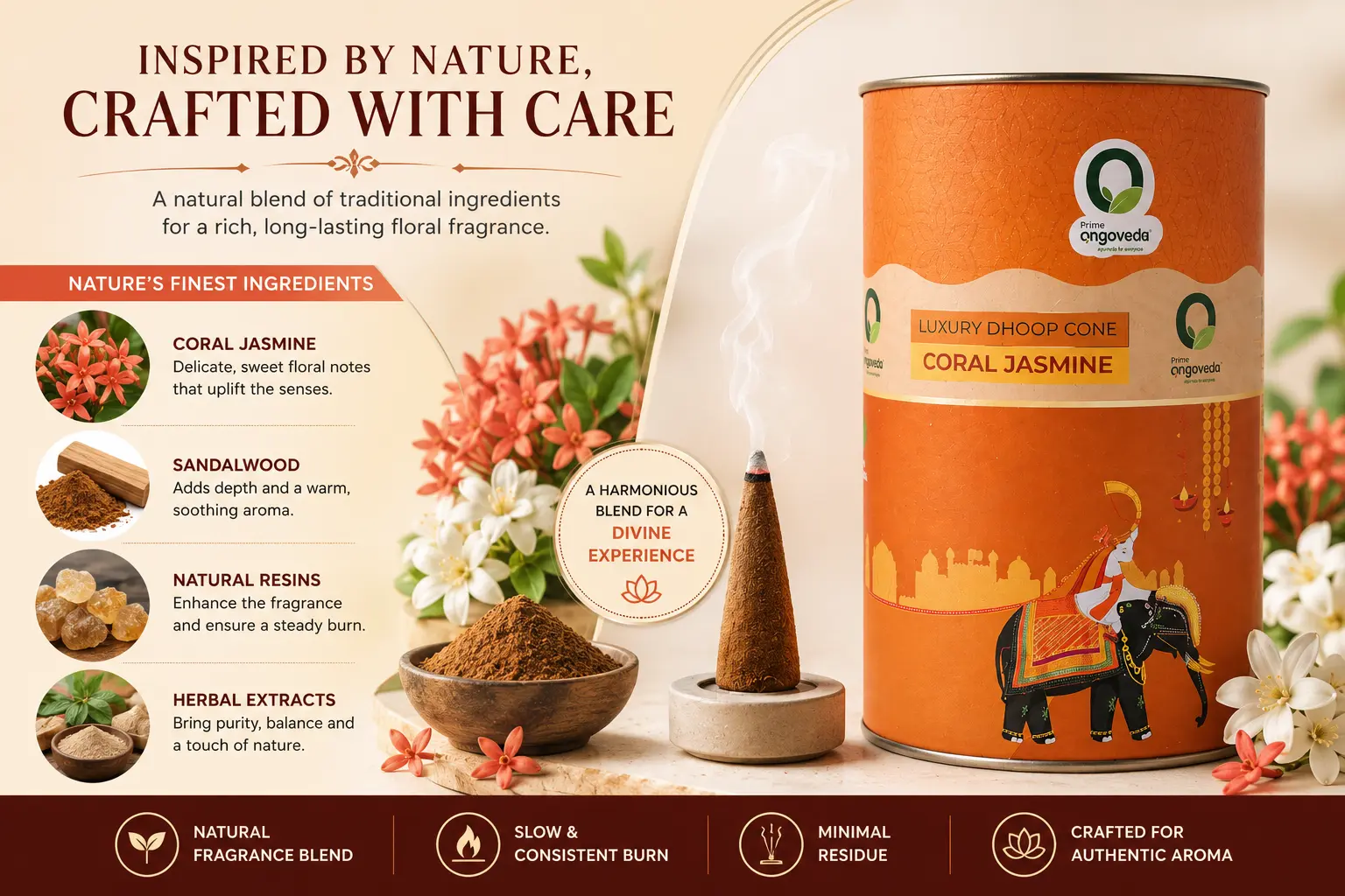 Coral Jasmine Dhoop Cones
