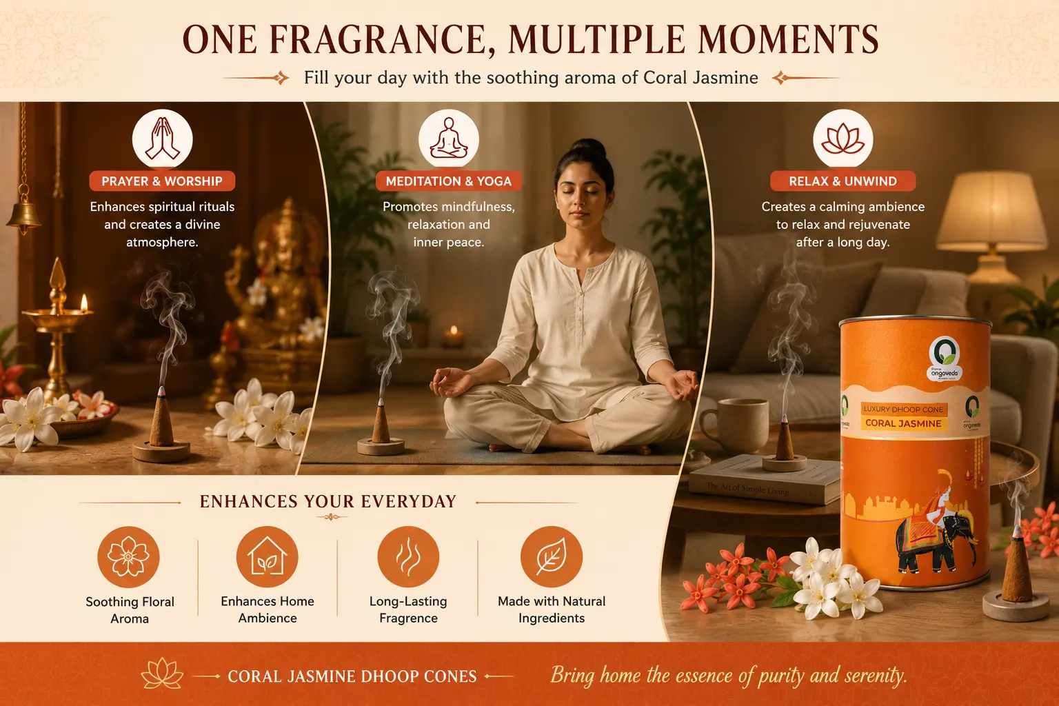 Coral Jasmine Dhoop Cones