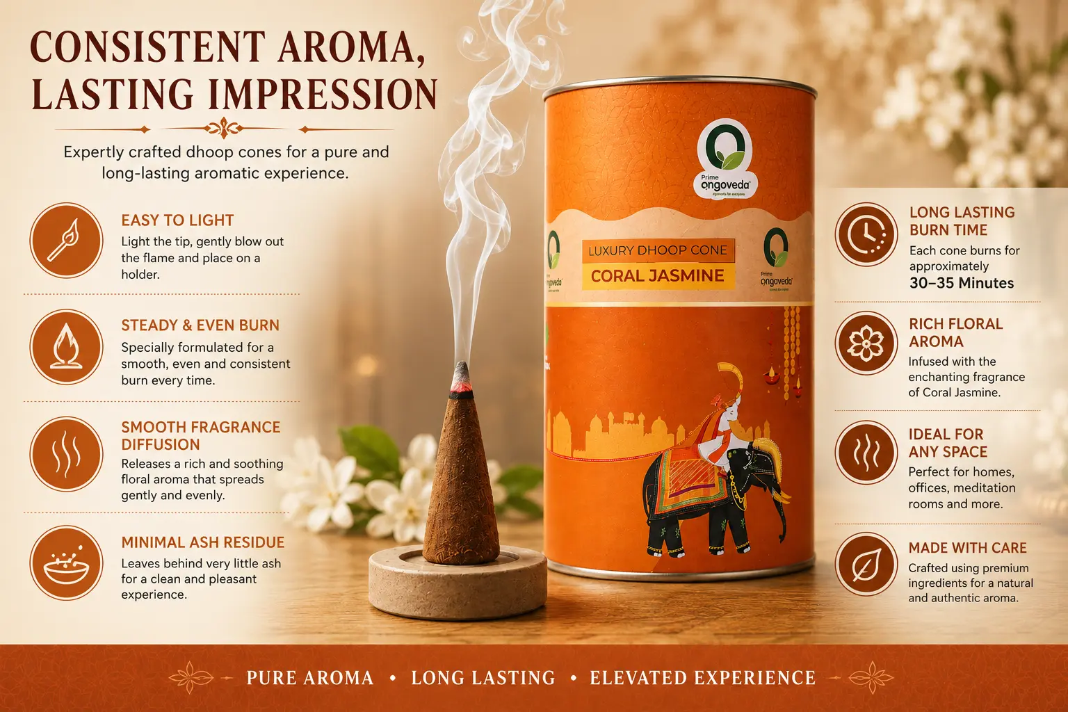 Coral Jasmine Dhoop Cones