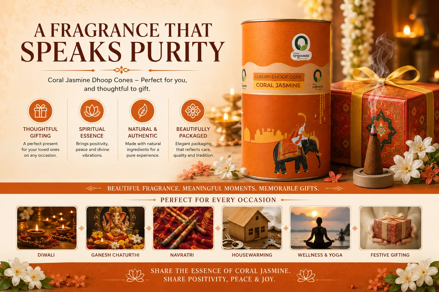 Coral Jasmine Dhoop Cones