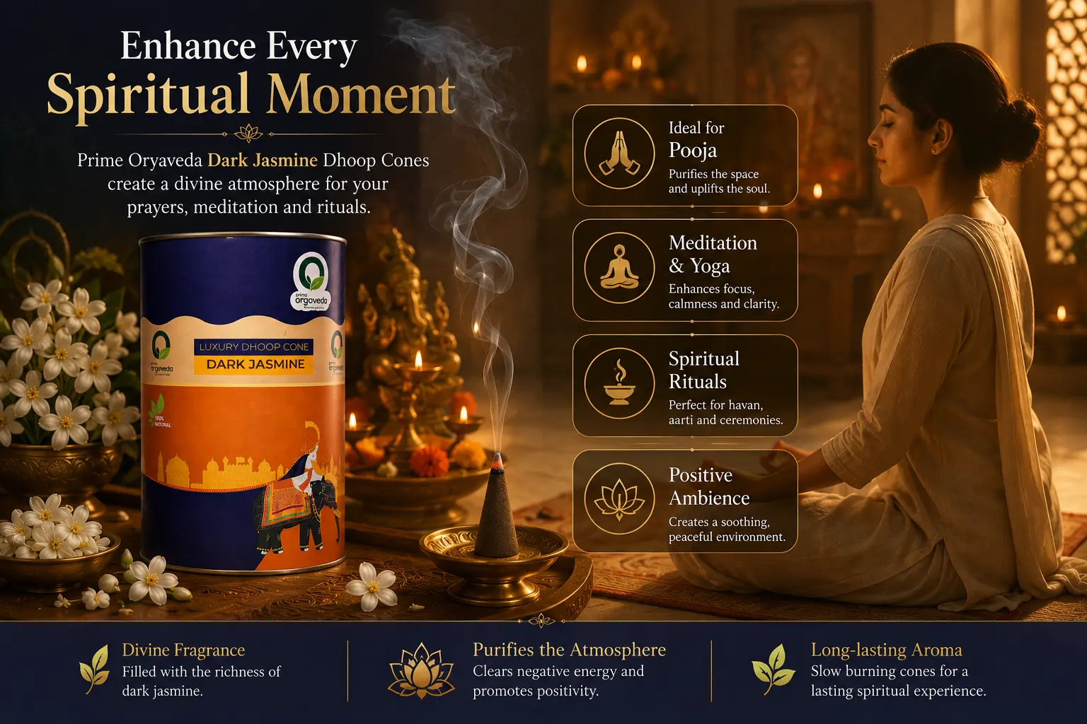 Dark Jasmine Dhoop Cones