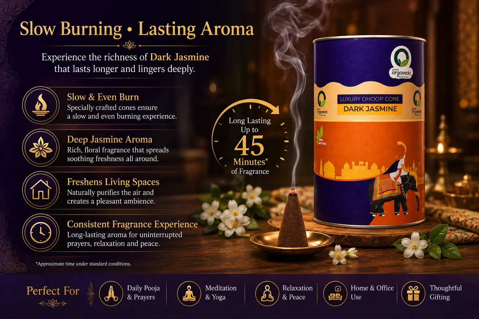 Dark Jasmine Dhoop Cones