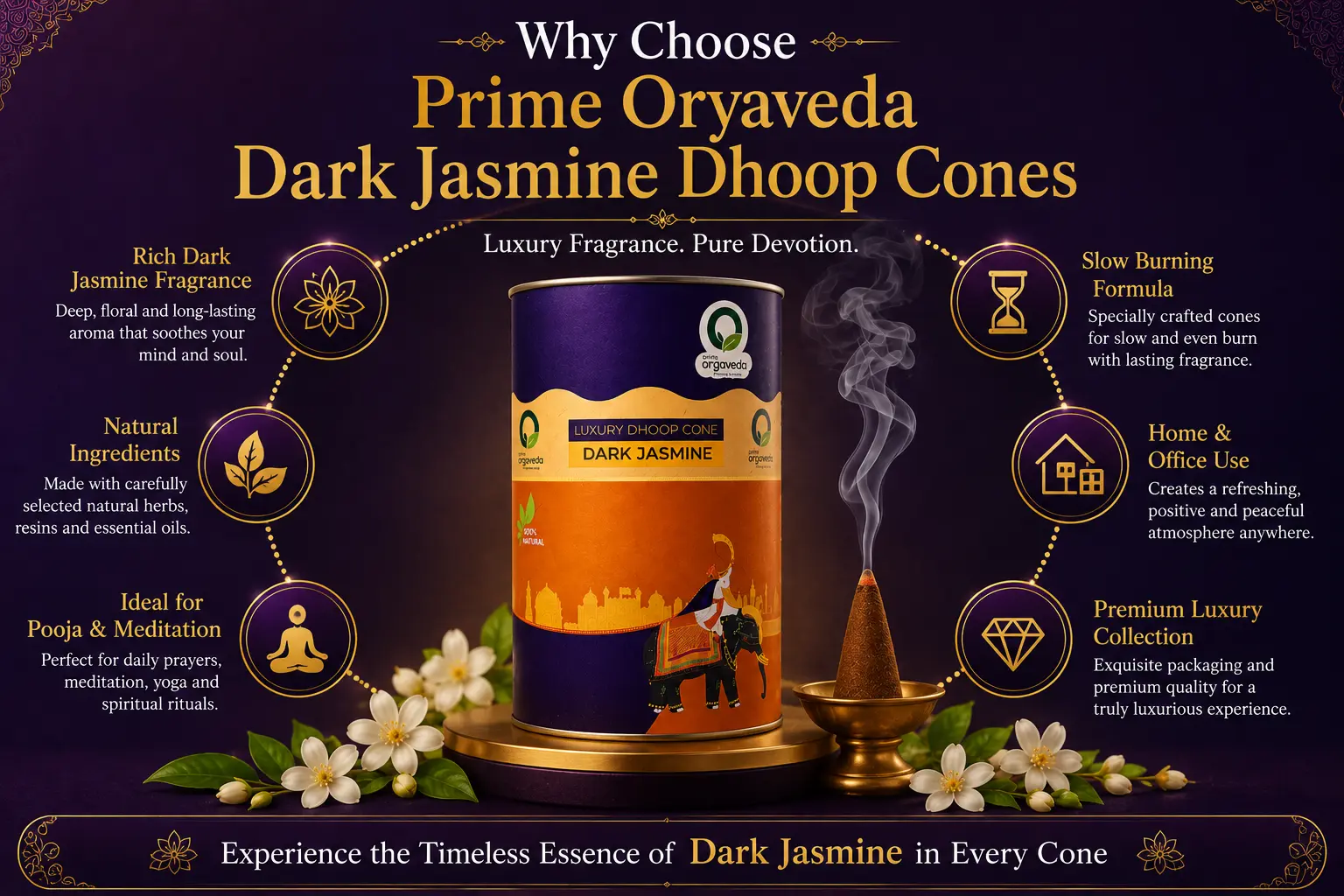 Dark Jasmine Dhoop Cones