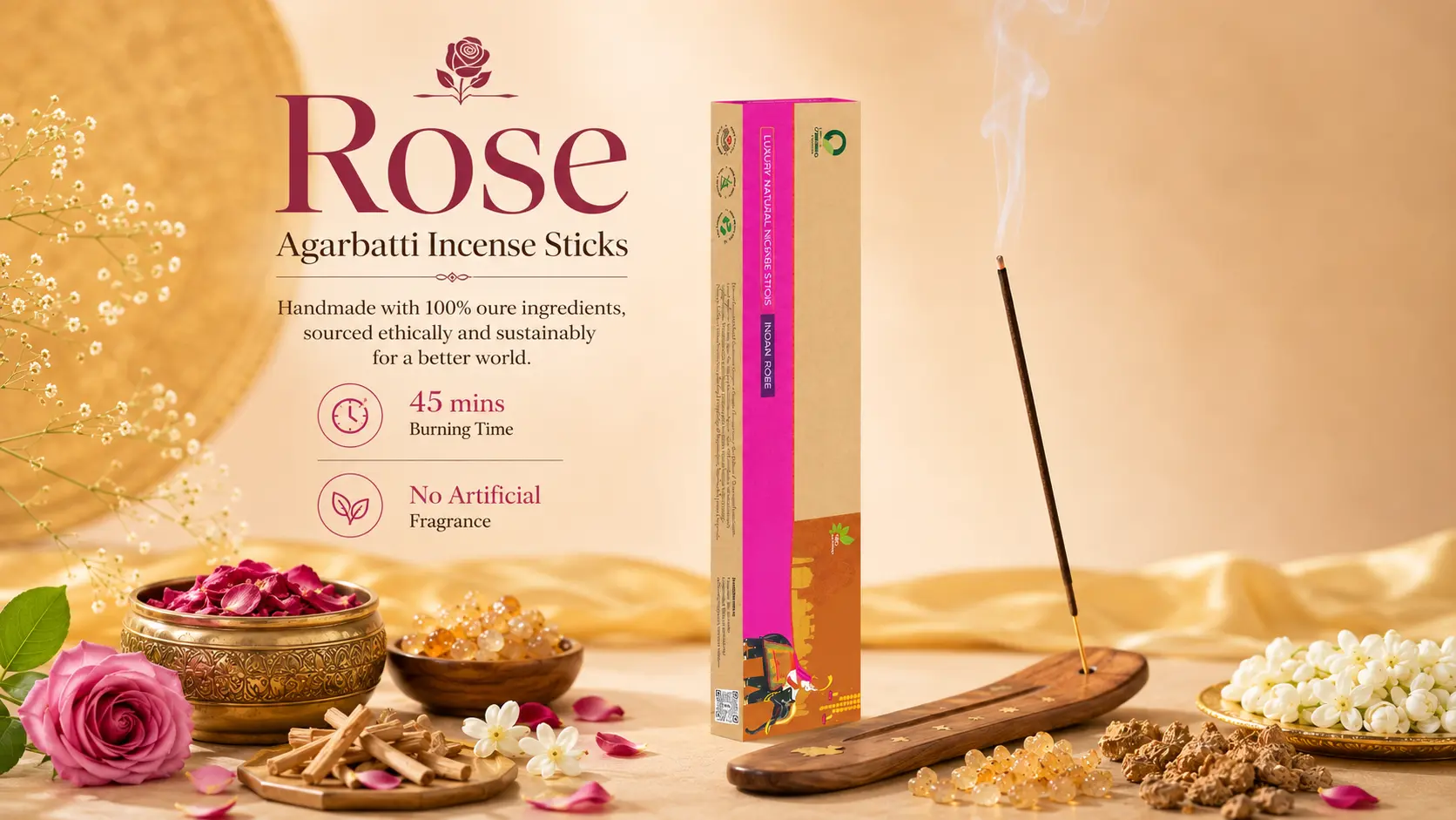 Indian Rose Agarbatti Incense Sticks