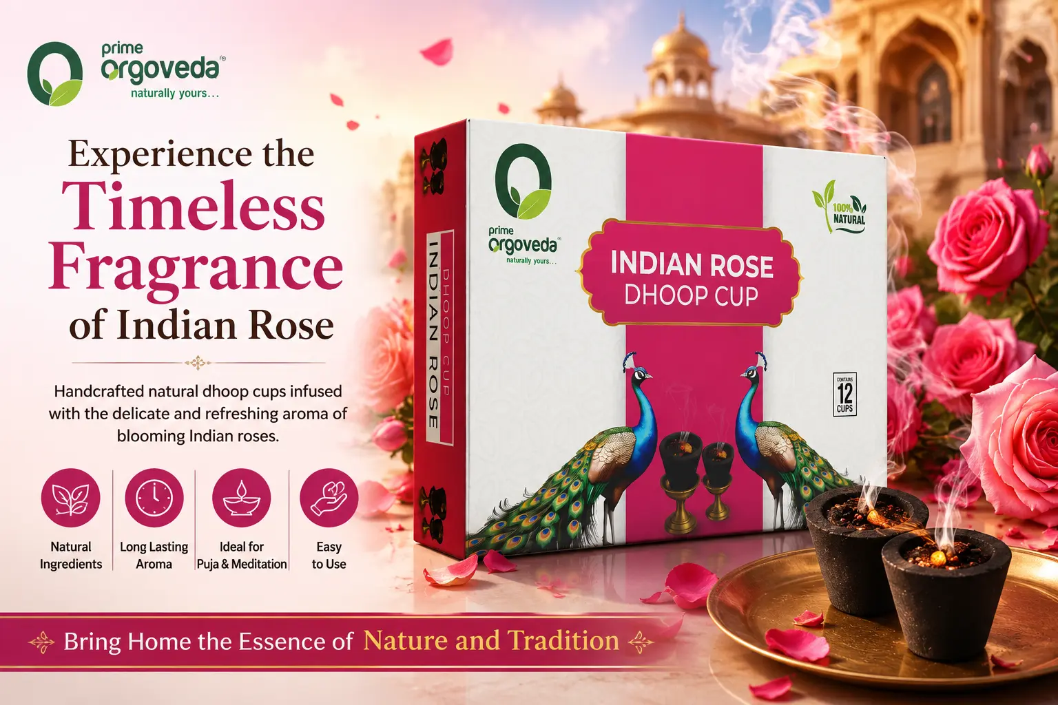 Indian Rose Dhoop Cups