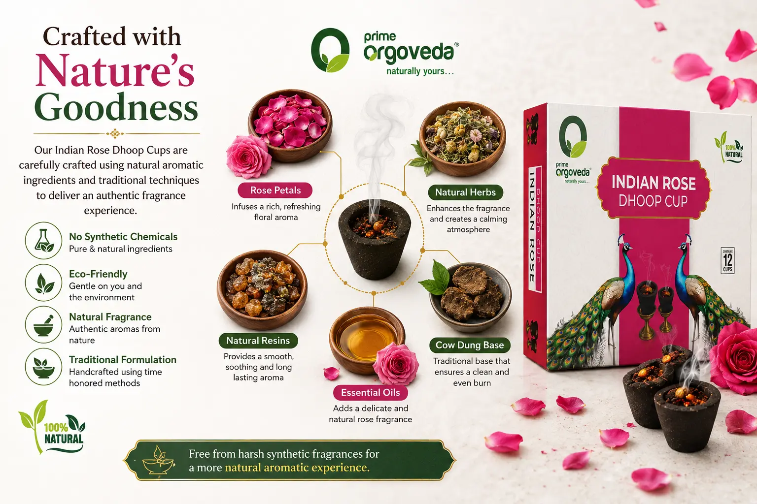 Indian Rose Dhoop Cups