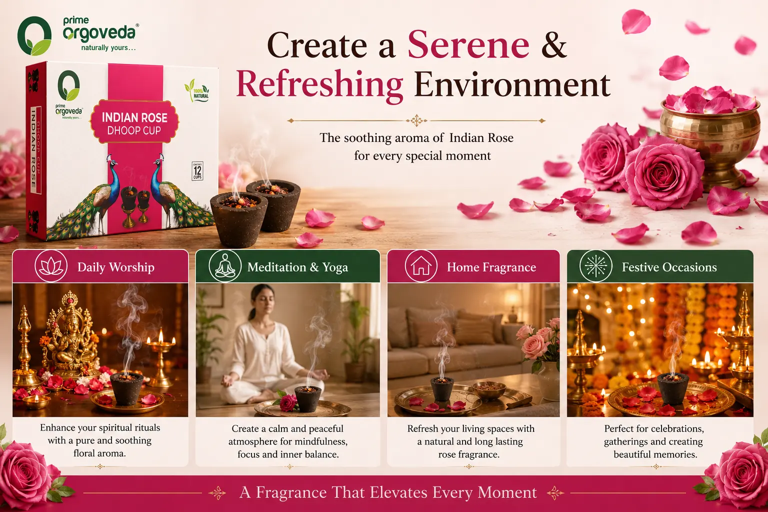 Indian Rose Dhoop Cups