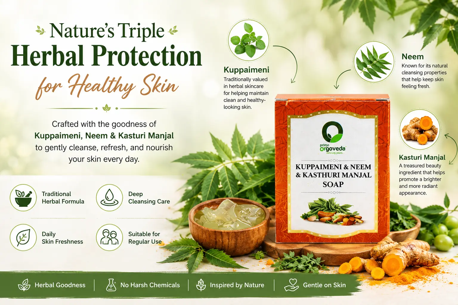 Kuppaimeni Neem and Kasturi Manjal Soap